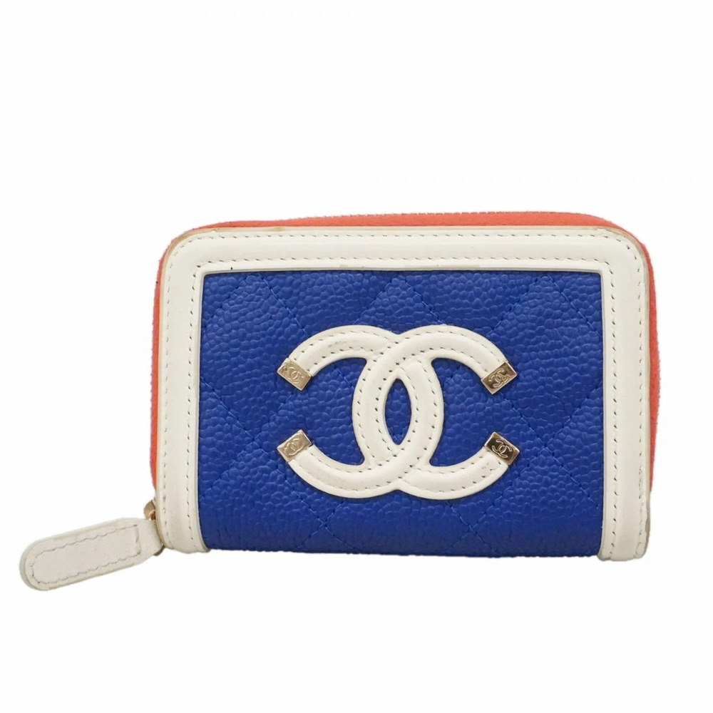CHANEL Authentic Red Caviar Leather Wallet